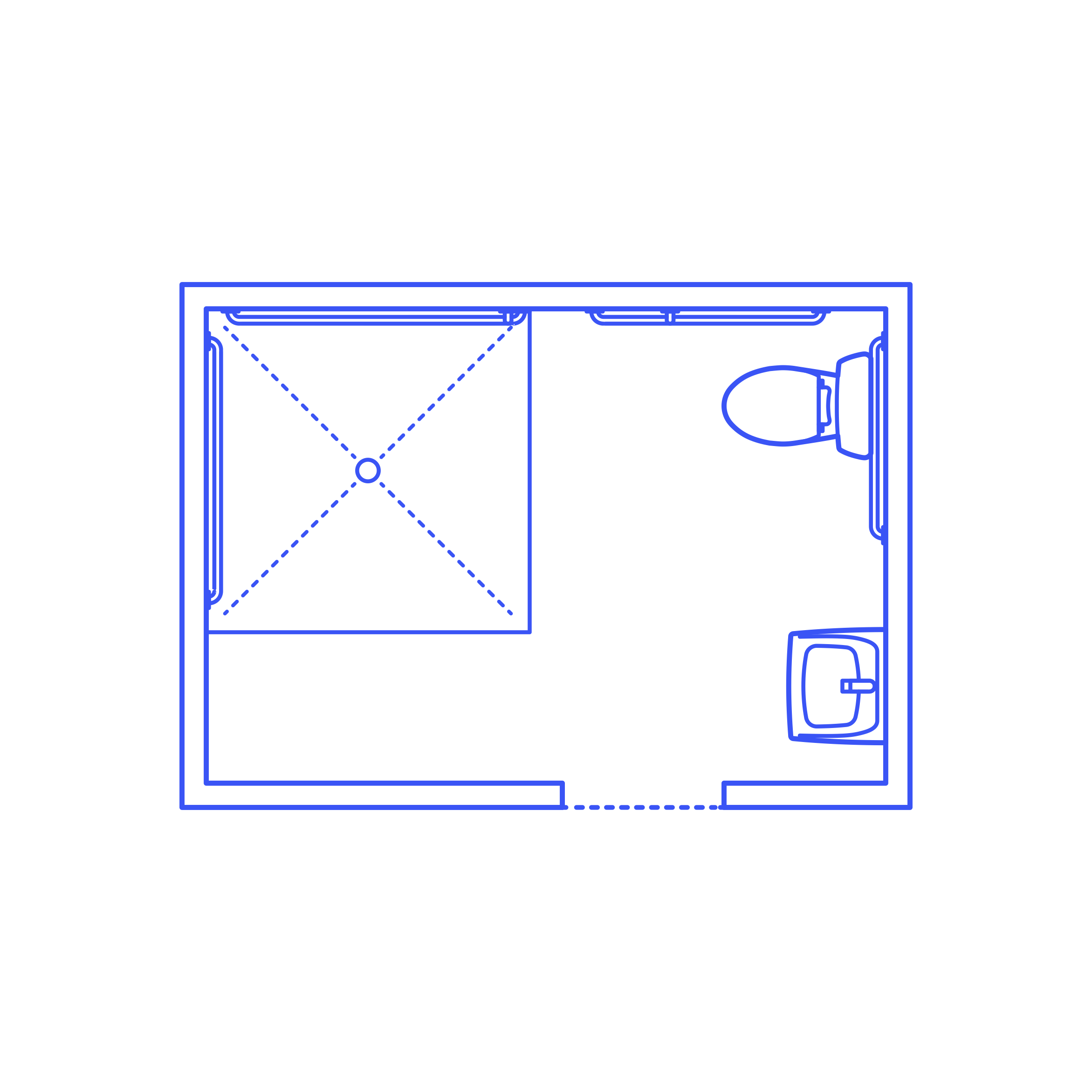 Layouts Bathrooms Three Quarter Accessible 2 Wall Facing Line Art Illustration Svg Free Vectors